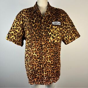 Fairplay Men's Y2K Wild Leopard Print Casual Shirt M